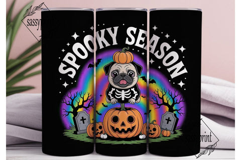 Spooky Pug Halloween 20oz Tumbler Wrap Sublimation sassyprint 