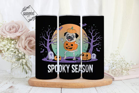 Spooky Pug Halloween 20oz Tumbler Wrap Sublimation sassyprint 