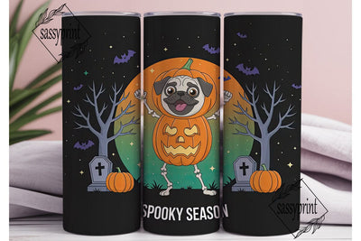 Spooky Pug Halloween 20oz Tumbler Wrap Sublimation sassyprint 