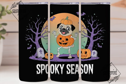 Spooky Pug Halloween 20oz Tumbler Wrap Sublimation sassyprint 