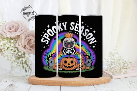 Spooky Pug Halloween 20oz Tumbler Wrap Sublimation sassyprint 