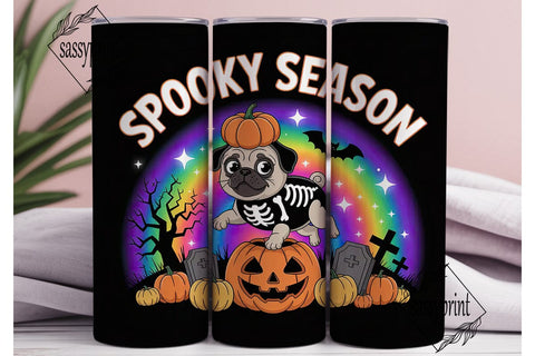 Spooky Pug Halloween 20oz Tumbler Wrap Sublimation sassyprint 