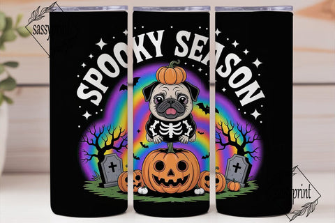 Spooky Pug Halloween 20oz Tumbler Wrap Sublimation sassyprint 