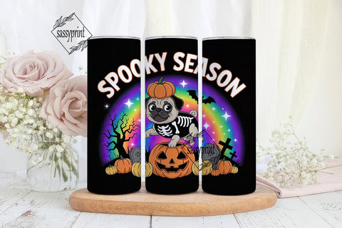 Spooky Pug Halloween 20oz Tumbler Wrap Sublimation sassyprint 