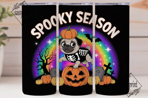 Spooky Pug Halloween 20oz Tumbler Wrap Sublimation sassyprint 