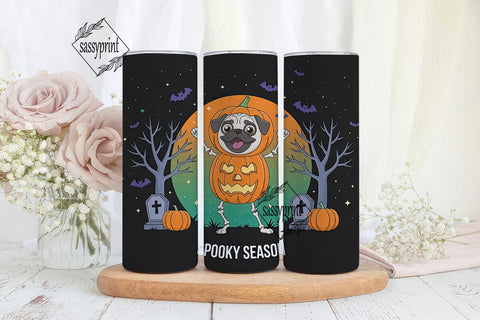 Spooky Pug Halloween 20oz Tumbler Wrap Sublimation sassyprint 