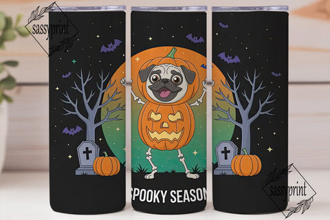 Spooky Pug Halloween 20oz Tumbler Wrap Sublimation sassyprint 