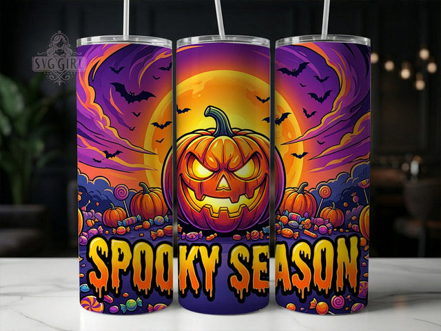Spooky Pumpkin 20oz Tumbler, Spooky pumpkin design, Halloween tumbler wrap, 20oz skinny tumbler, Pumpkin halloween print, Halloween pumpkin wrap, Sublimation halloween design Sublimation SvggirlplusArt 