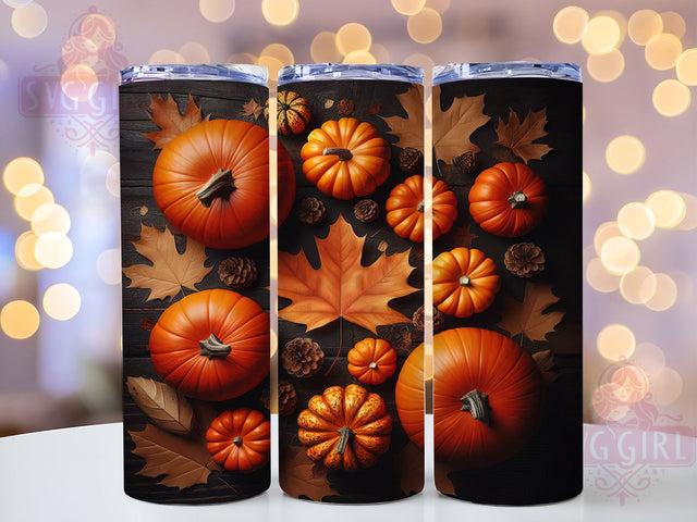 Spooky Pumpkin Autumn Leaves Tumbler Wrap, Halloween Tumbler Png, Spooky Season Tumbler, Autumn Leaves Png, 20oz Skinny Tumbler Png, Pumpkin Sublimation, Hello Fall Png Sublimation SvggirlplusArt 