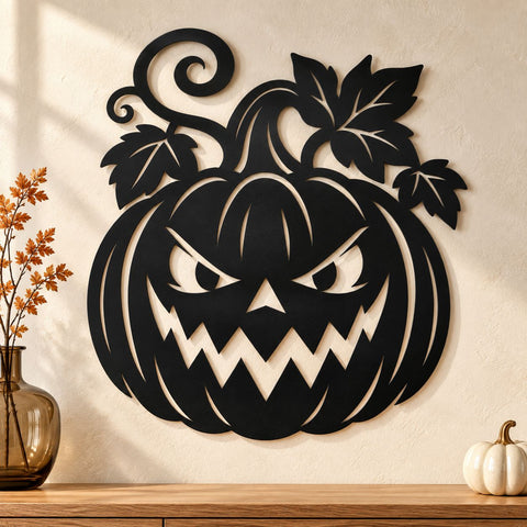 Spooky Pumpkin Face Laser SVG | Jack O Lantern DXF | Sinister Pumpkin CNC File | Fall Metal Art | Halloween Door Decor | Plasma Cut File SVG HappyDesignStudio 