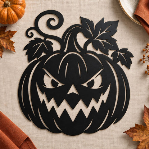 Spooky Pumpkin Face Laser SVG | Jack O Lantern DXF | Sinister Pumpkin CNC File | Fall Metal Art | Halloween Door Decor | Plasma Cut File SVG HappyDesignStudio 