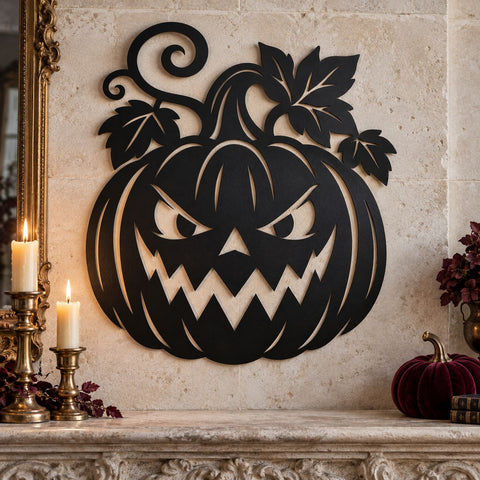 Spooky Pumpkin Face Laser SVG | Jack O Lantern DXF | Sinister Pumpkin CNC File | Fall Metal Art | Halloween Door Decor | Plasma Cut File SVG HappyDesignStudio 