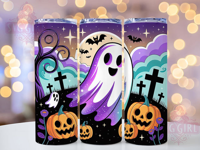 Spooky Pumpkin Ghost Cute Halloween Tumbler, Halloween Ghost Wrap, Cute Ghost Cup, Kawaii Pumpkin Design, 20Oz Sublimation Wrap, Autumn Halloween Drinkware, Trick Or Treat Tumbler Sublimation SvggirlplusArt 