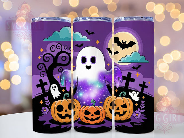 Spooky Pumpkin Ghost Cute Halloween Tumbler, Halloween Ghost Wrap, Cute Ghost Cup, Kawaii Pumpkin Design, 20Oz Sublimation Wrap, Autumn Halloween Drinkware, Trick Or Treat Tumbler Sublimation SvggirlplusArt 