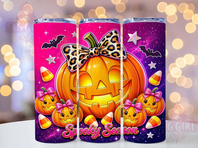 Spooky Pumpkin Leopard Bow 20oz Tumbler, Pumpkin Bow, Leopard Print, Halloween Design, Spooky Cute, Fall Vibes, 20oz Wrap, Sublimation Tumbler Sublimation SvggirlplusArt 
