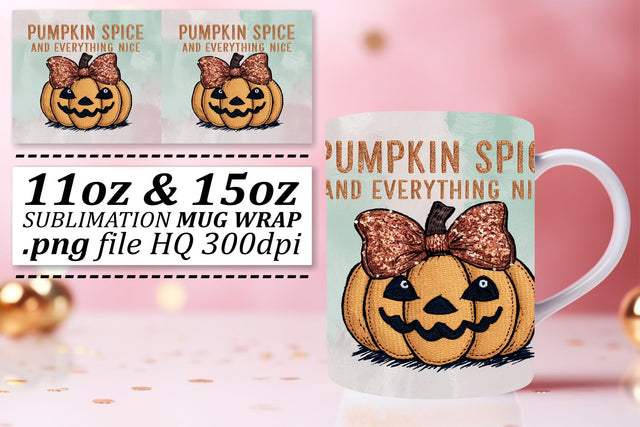 Spooky Pumpkin Mug Wrap 11oz/15oz Halloween Fall Sublimation afrosvg 