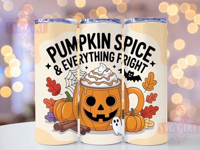 Spooky Pumpkin Spice Halloween TUmbler Wrap, Fright Night Sublimation Design, Spooky Fall Tumbler Wrap, 20oz Skinny Tumbler Wrap, Halloween Quote Drinkware, Autumn Pumpkin Sublimation, Cozy & Creepy Tumbler Sublimation SvggirlplusArt 