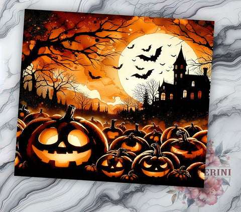Spooky Pumpkins 20oz Tumbler Wrap PNG, Halloween Pumpkin Tumbler Png, Straight & Tapered Tumbler Wrap, Instant Digital Download Sublimation Li Zamperini 