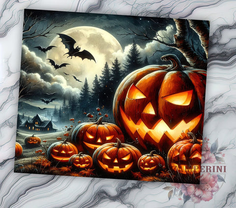 Spooky Pumpkins 20oz Tumbler Wrap PNG, Halloween Pumpkin Tumbler Png, Straight & Tapered Tumbler Wrap, Instant Digital Download Sublimation Li Zamperini 
