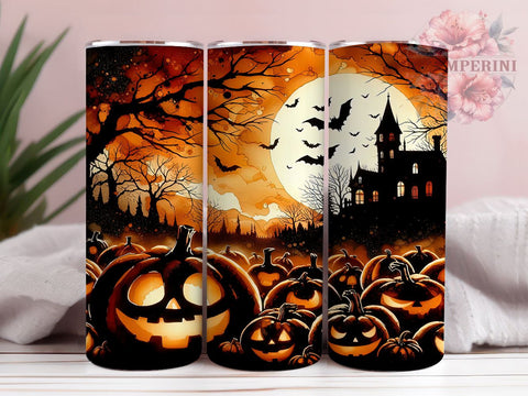 Spooky Pumpkins 20oz Tumbler Wrap PNG, Halloween Pumpkin Tumbler Png, Straight & Tapered Tumbler Wrap, Instant Digital Download Sublimation Li Zamperini 