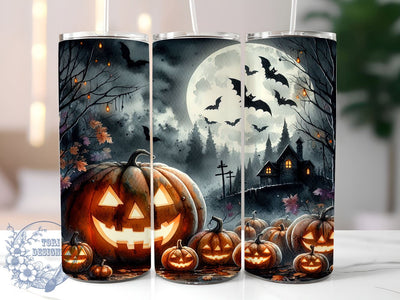 Spooky Pumpkins Tumbler, Halloween Pumpkin Tumbler Png, Straight & Tapered Tumbler Wrap, Instant Digital Download Sublimation ToriDesigns 