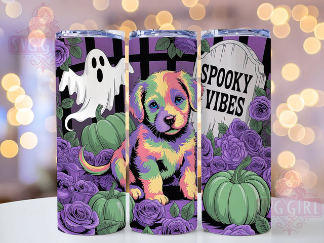 Spooky Puppy Dog Halloween Tumbler, Cute Ghoul Wrap, Spooky Vibes Design, 20Oz Skinny Tumbler, Halloween Dog Sublimation, Autumn Puppy Drinkware, Funny Spooky Tumbler Sublimation SvggirlplusArt 