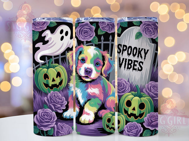 Spooky Puppy Dog Halloween Tumbler, Cute Ghoul Wrap, Spooky Vibes Design, 20Oz Skinny Tumbler, Halloween Dog Sublimation, Autumn Puppy Drinkware, Funny Spooky Tumbler Sublimation SvggirlplusArt 