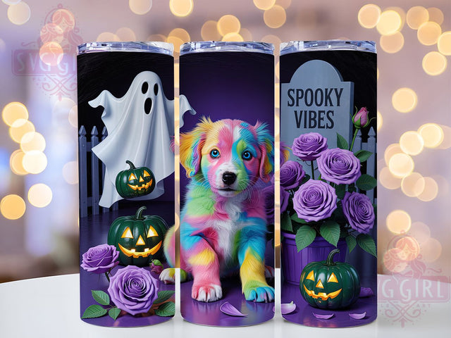 Spooky Puppy Dog Halloween Tumbler, Cute Ghoul Wrap, Spooky Vibes Design, 20Oz Skinny Tumbler, Halloween Dog Sublimation, Autumn Puppy Drinkware, Funny Spooky Tumbler Sublimation SvggirlplusArt 