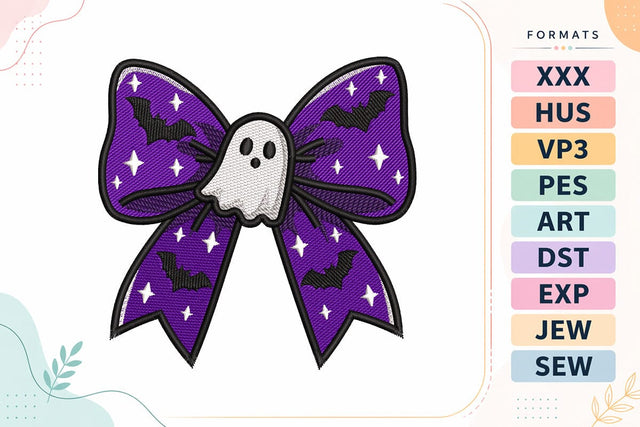 Spooky Purple Bow Halloween Embroidery Design Embroidery/Applique DESIGNS sg embroidery 