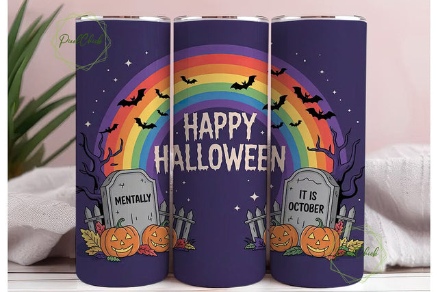 Spooky Rainbow Ghost 20oz Tumbler Wrap Sublimation PixelChick 