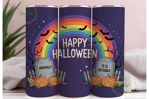 Spooky Rainbow Ghost 20oz Tumbler Wrap Sublimation PixelChick 