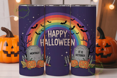 Spooky Rainbow Ghost 20oz Tumbler Wrap Sublimation PixelChick 