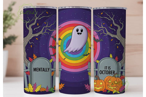 Spooky Rainbow Ghost 20oz Tumbler Wrap Sublimation PixelChick 