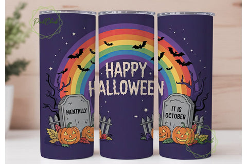 Spooky Rainbow Ghost 20oz Tumbler Wrap Sublimation PixelChick 