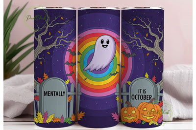 Spooky Rainbow Ghost 20oz Tumbler Wrap Sublimation PixelChick 