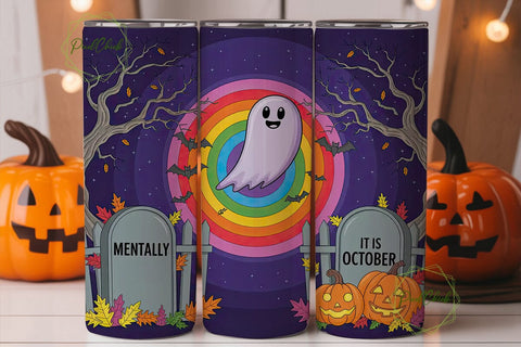 Spooky Rainbow Ghost 20oz Tumbler Wrap Sublimation PixelChick 