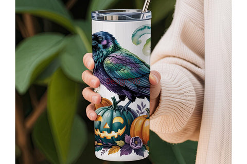 Spooky Raven Halloween 20oz Tumbler Wrap Sublimation DesignSVG 