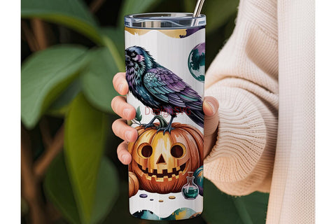 Spooky Raven Halloween 20oz Tumbler Wrap Sublimation DesignSVG 