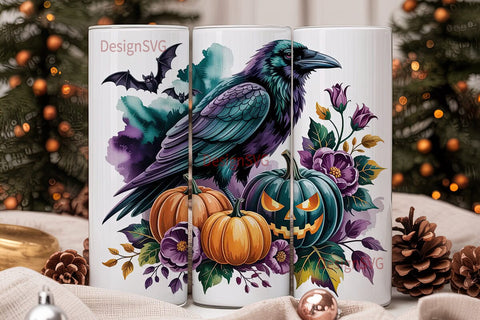 Spooky Raven Halloween 20oz Tumbler Wrap Sublimation DesignSVG 