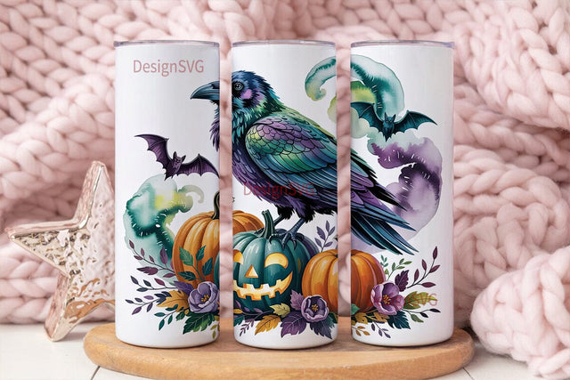 Spooky Raven Halloween 20oz Tumbler Wrap Sublimation DesignSVG 