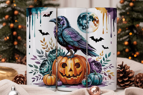 Spooky Raven Halloween 20oz Tumbler Wrap Sublimation DesignSVG 