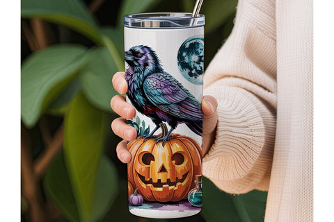 Spooky Raven Halloween 20oz Tumbler Wrap Sublimation DesignSVG 