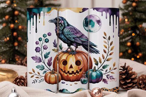 Spooky Raven Halloween 20oz Tumbler Wrap Sublimation DesignSVG 