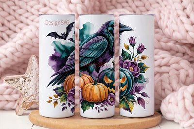 Spooky Raven Halloween 20oz Tumbler Wrap Sublimation DesignSVG 