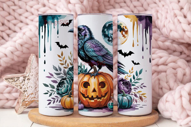 Spooky Raven Halloween 20oz Tumbler Wrap Sublimation DesignSVG 