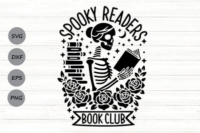 Spooky Readers Book Club| Halloween Skeleton SVG Cutting Files. SVG CosmosFineArt 