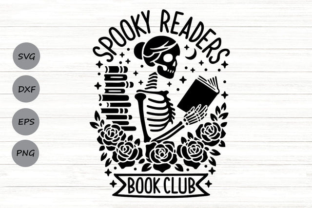 Spooky Readers Book Club| Halloween Skeleton SVG Cutting Files. SVG CosmosFineArt 