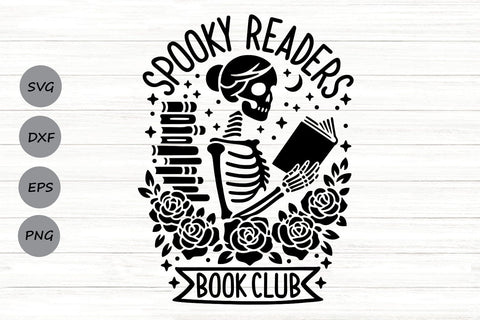Spooky Readers Book Club| Halloween Skeleton SVG Cutting Files. SVG CosmosFineArt 