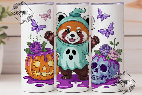 Spooky Red Panda Halloween Tumbler Wrap Sublimation sassyprint 