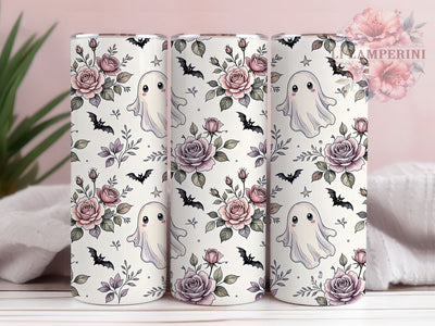 Spooky Rose Ghosts 20oz Tumbler, Rose Ghosts, Spooky Halloween, 20oz Wrap, Floral Spooky, Whimsical Style, Sublimation Tumbler, Festive Pattern Sublimation Li Zamperini 